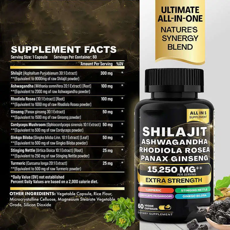 Rhodiola Rosea Ginseng Shilajit Capsules Rhodiola Rosea Ginseng Shilajit Capsules