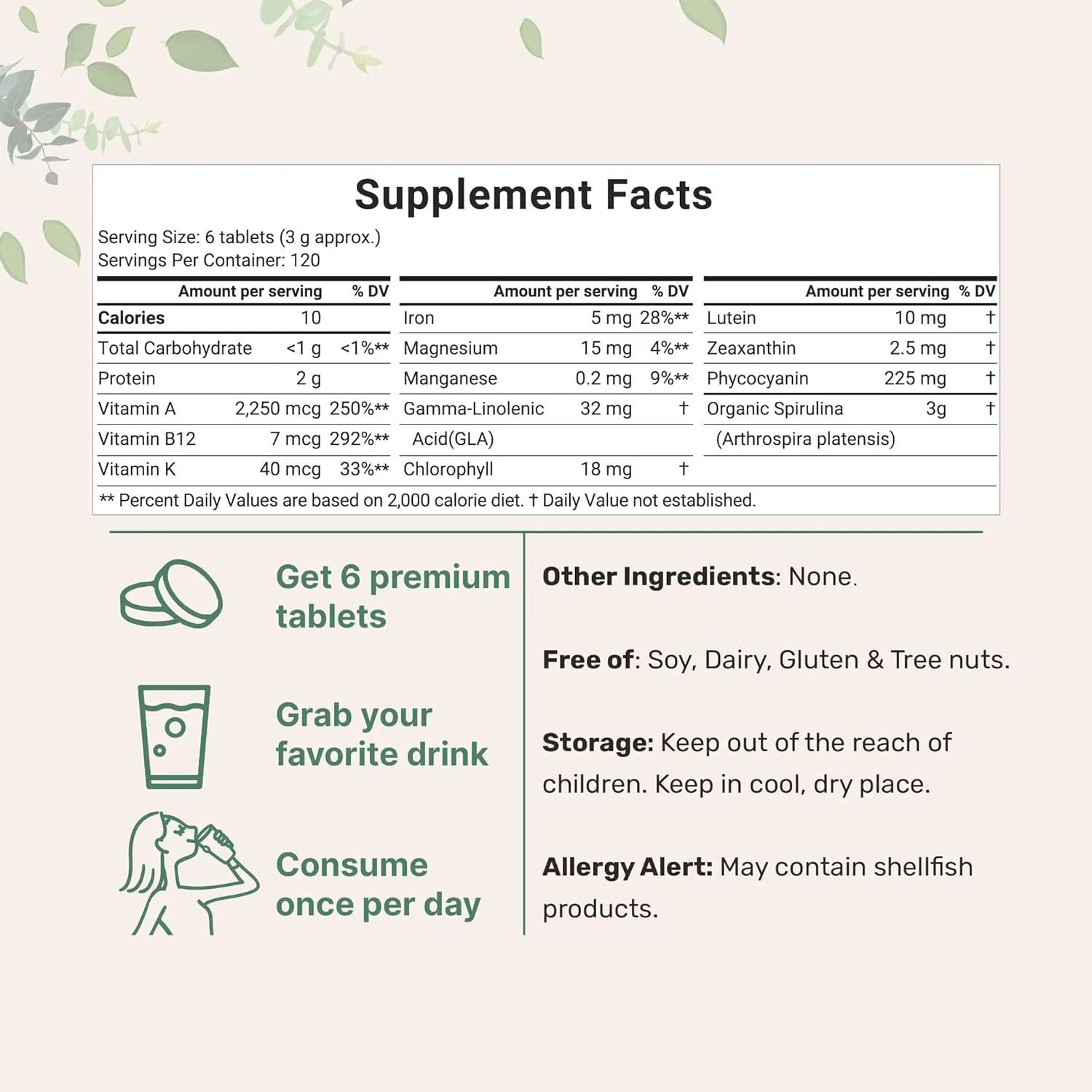 spirulina tablets nutrition