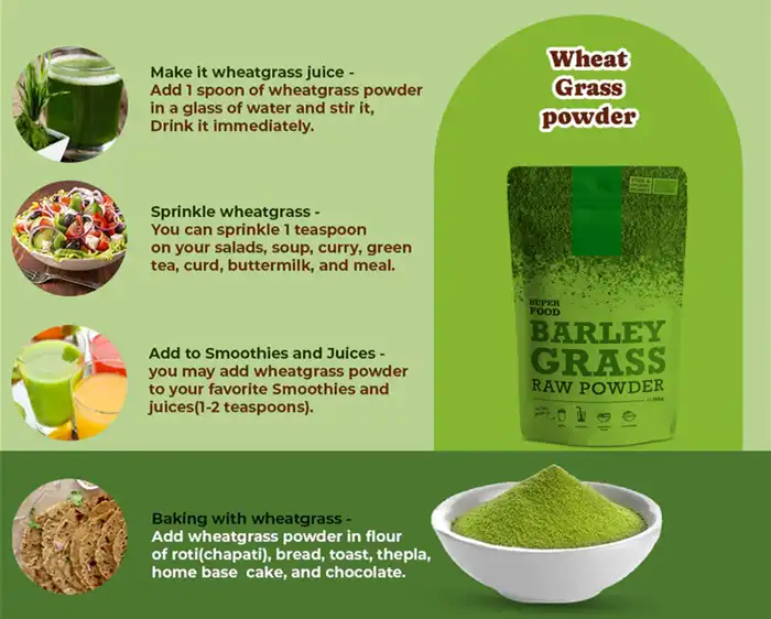 Wheatgrass Powder application