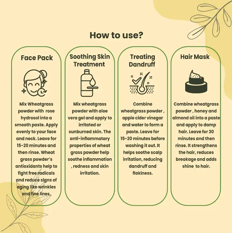 wheatgrass powder application