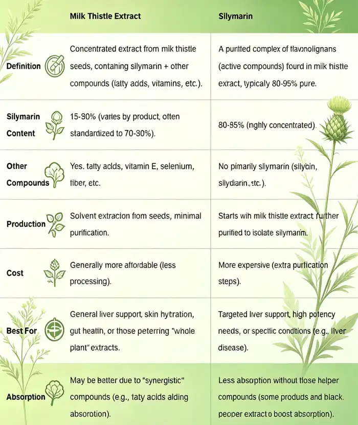 Milk Thistle Extract vs Silymarin