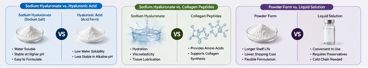 Sodium Hyaluronate powder vs other ingredient